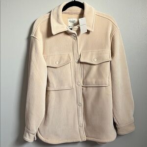 Abercrombie and Fitch soft cozy corduroy white snap down shacket shirt jacket